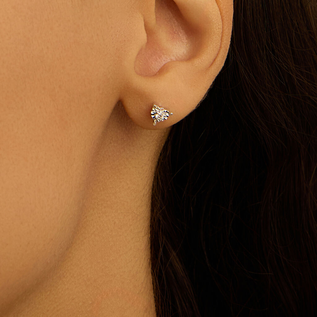 Orecchini Lobo Punto Luce Diamotion Oro Bianco Diamante