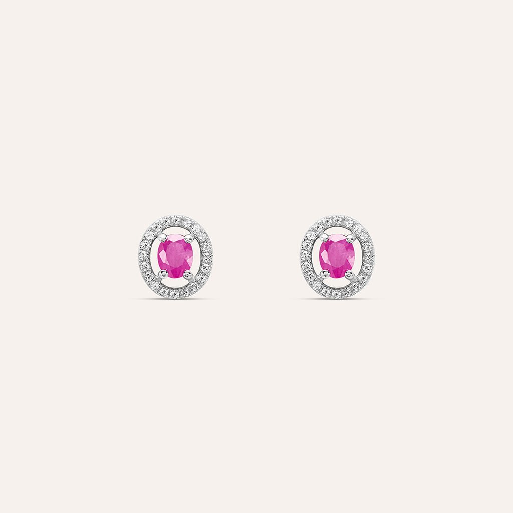 Orecchini Lobo Punto Luce Elizabeth Crown Oro Bianco Rubino Diamante - Orecchini a Lobo Donna | Stroili