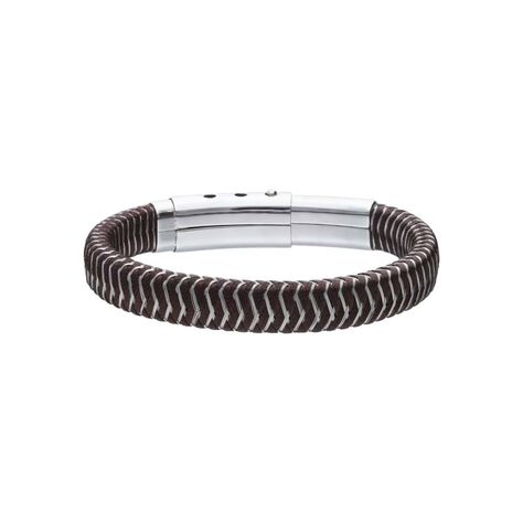 Bracciale in corda marrone con chiusura in acciaio - Bracciali Uomo | Stroili