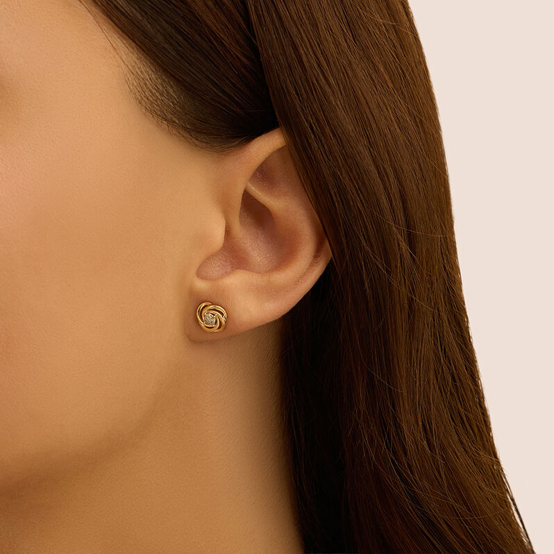 Orecchini Lobo Nodo Sophia Oro Giallo Diamante - Orecchini a Lobo Donna | Stroili