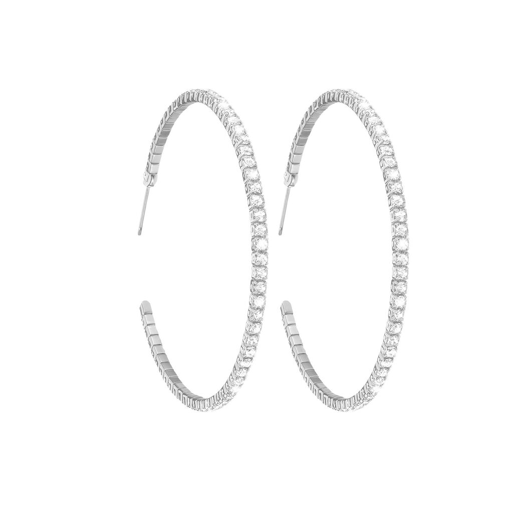 Orecchini in metallo rodiato e cristalli