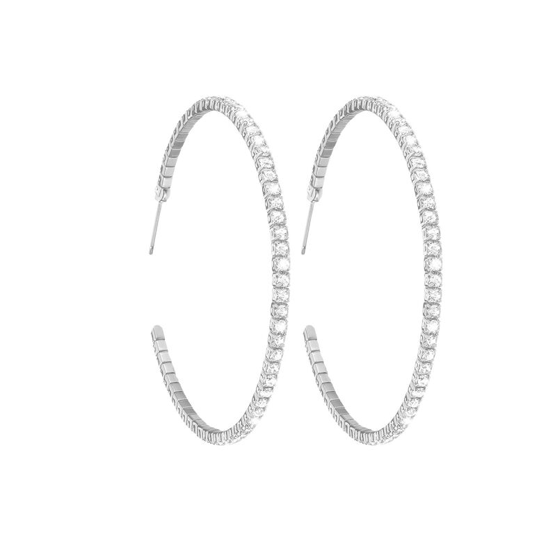 Orecchini in metallo rodiato e cristalli - Orecchini a Cerchio Donna | Stroili