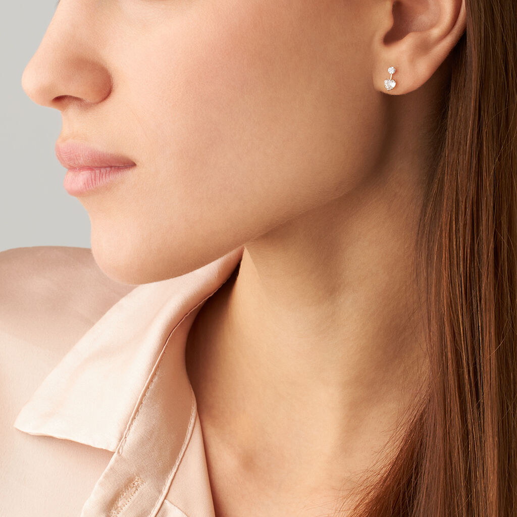 Orecchini Lobo Doppio Punto Luce Bon Ton Oro Giallo Cubic Zirconia