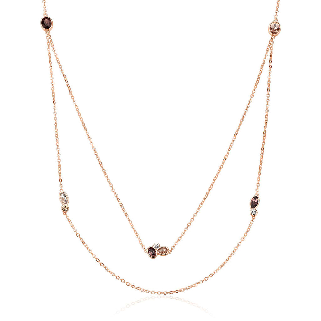 Collana in metallo rosato e pietre colore rosa - Collane Donna | Stroili