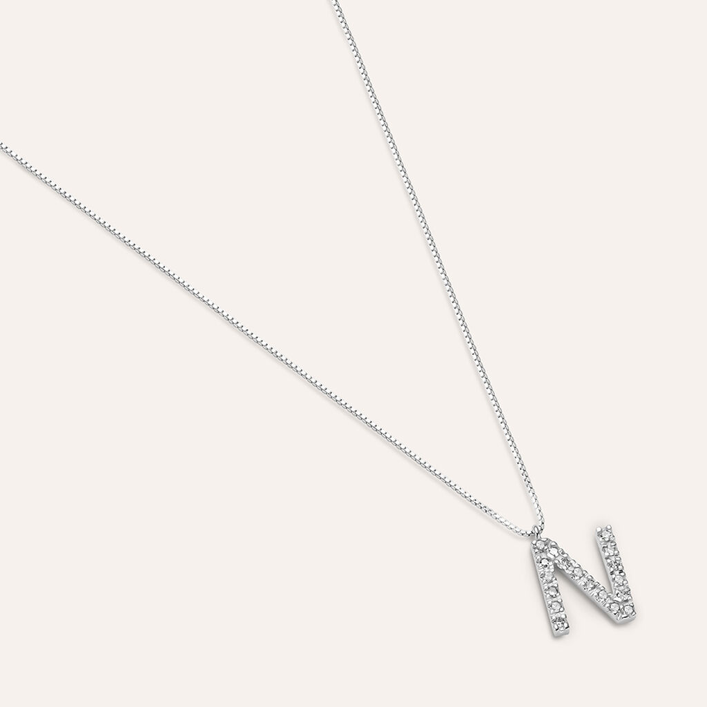 Collana Diamond Letters Oro Bianco Diamante - Collane Donna | Stroili
