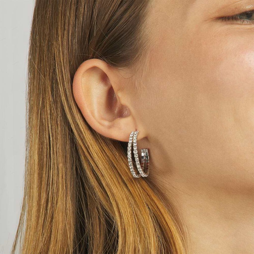 Orecchini A Cerchio Romantic Shine Metallo Cristallo - Orecchini a Cerchio Donna | Stroili