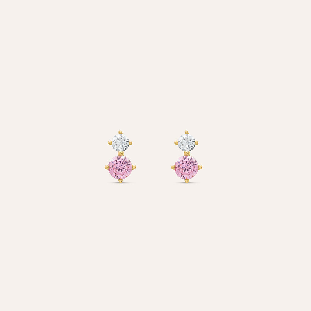 Orecchini Lobo Doppio Punto Luce Claire Oro Giallo Cubic Zirconia - Orecchini a Lobo Donna | Stroili