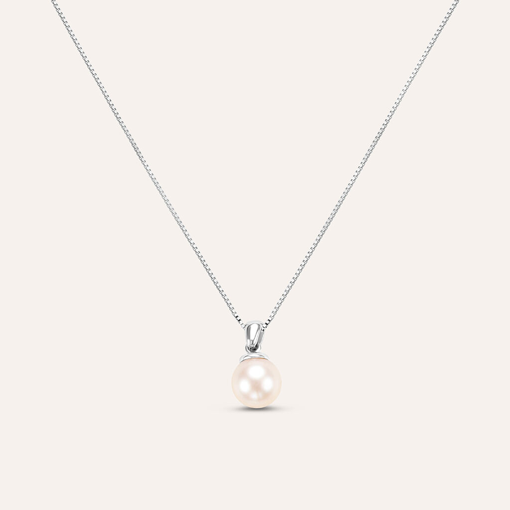 Collana Gabrielle Oro Bianco Perla Akoya