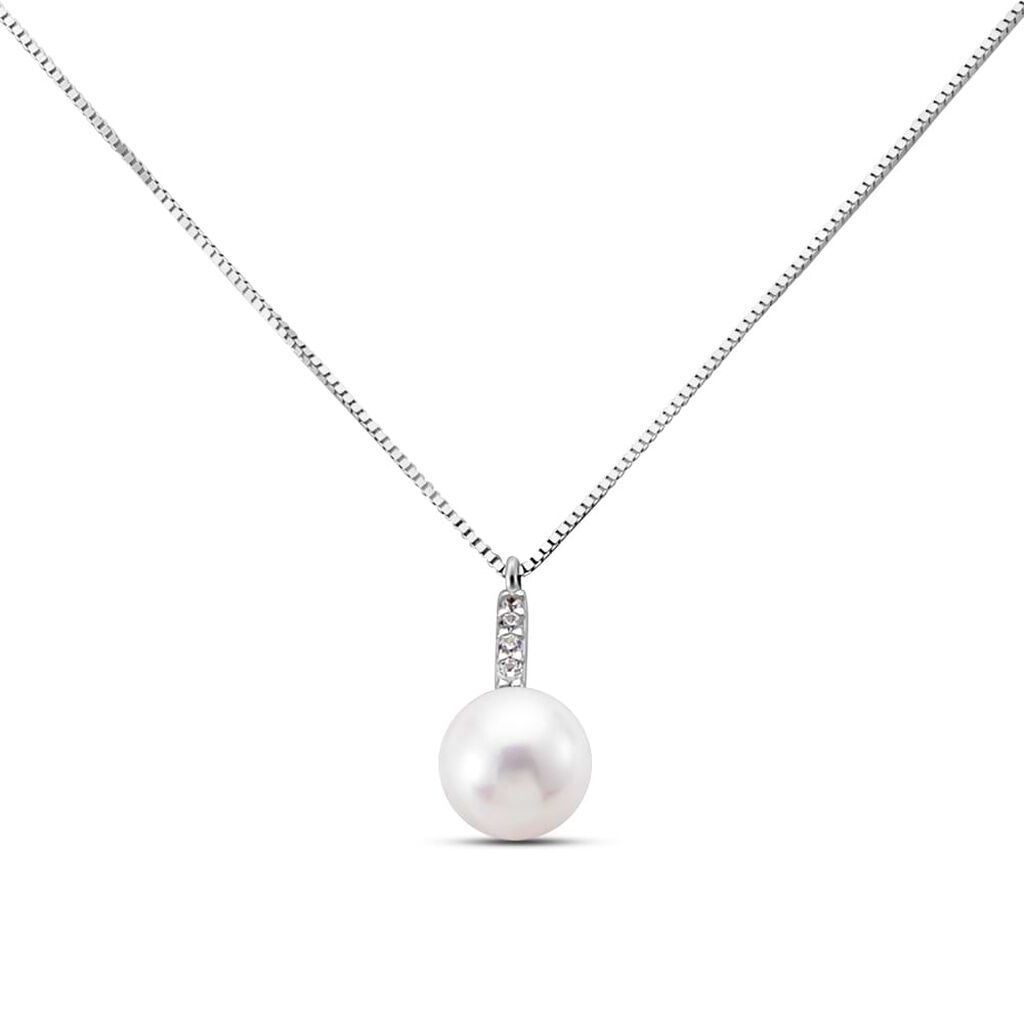 Collana Gabrielle Oro Bianco Perla D'Acqua Dolce Cubic Zirconia - Collane Donna | Stroili