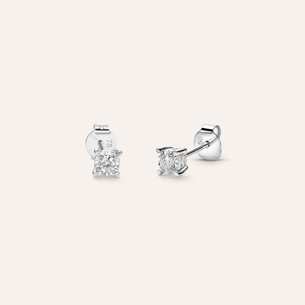 Orecchini Lobo Punto Luce Diamotion Oro Bianco Diamante