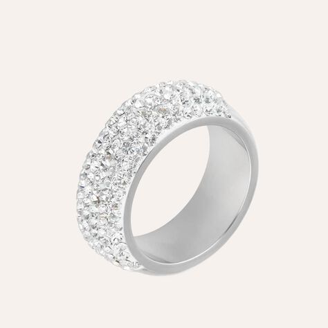 Anello Fascia Aura Acciaio Cristallo - Anelli a Fascia Larga Donna | Stroili
