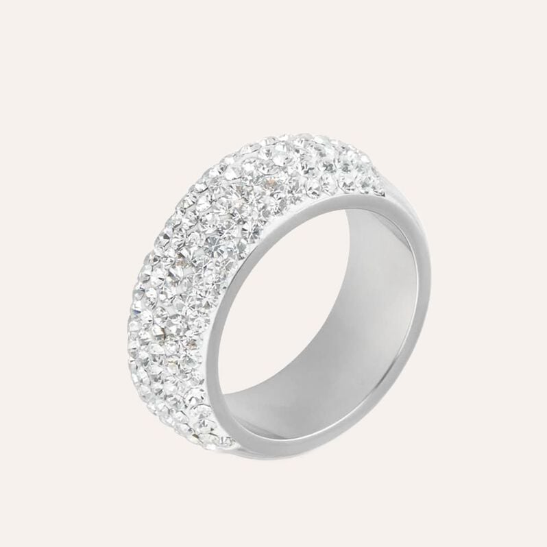 Anello Fascia Aura Acciaio Cristallo - Anelli a Fascia Larga Donna | Stroili