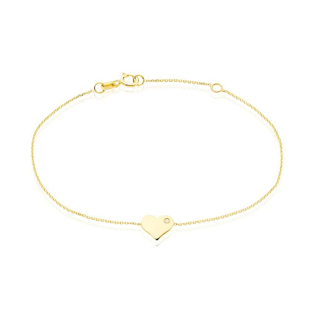 Bracciale in oro giallo e zirconi Cuore