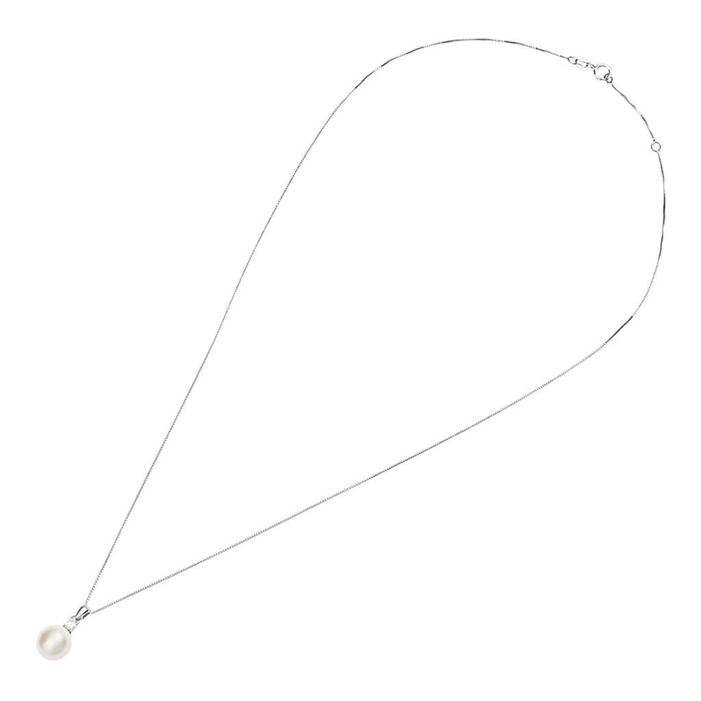 Collana Gabrielle Oro Bianco Perla D'Acqua Dolce Cubic Zirconia - Collane Donna | Stroili