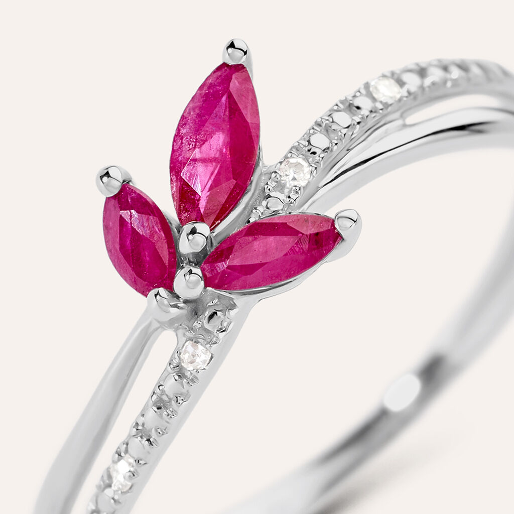 Anello Fantasia Charlotte Oro Bianco Rubino Diamante