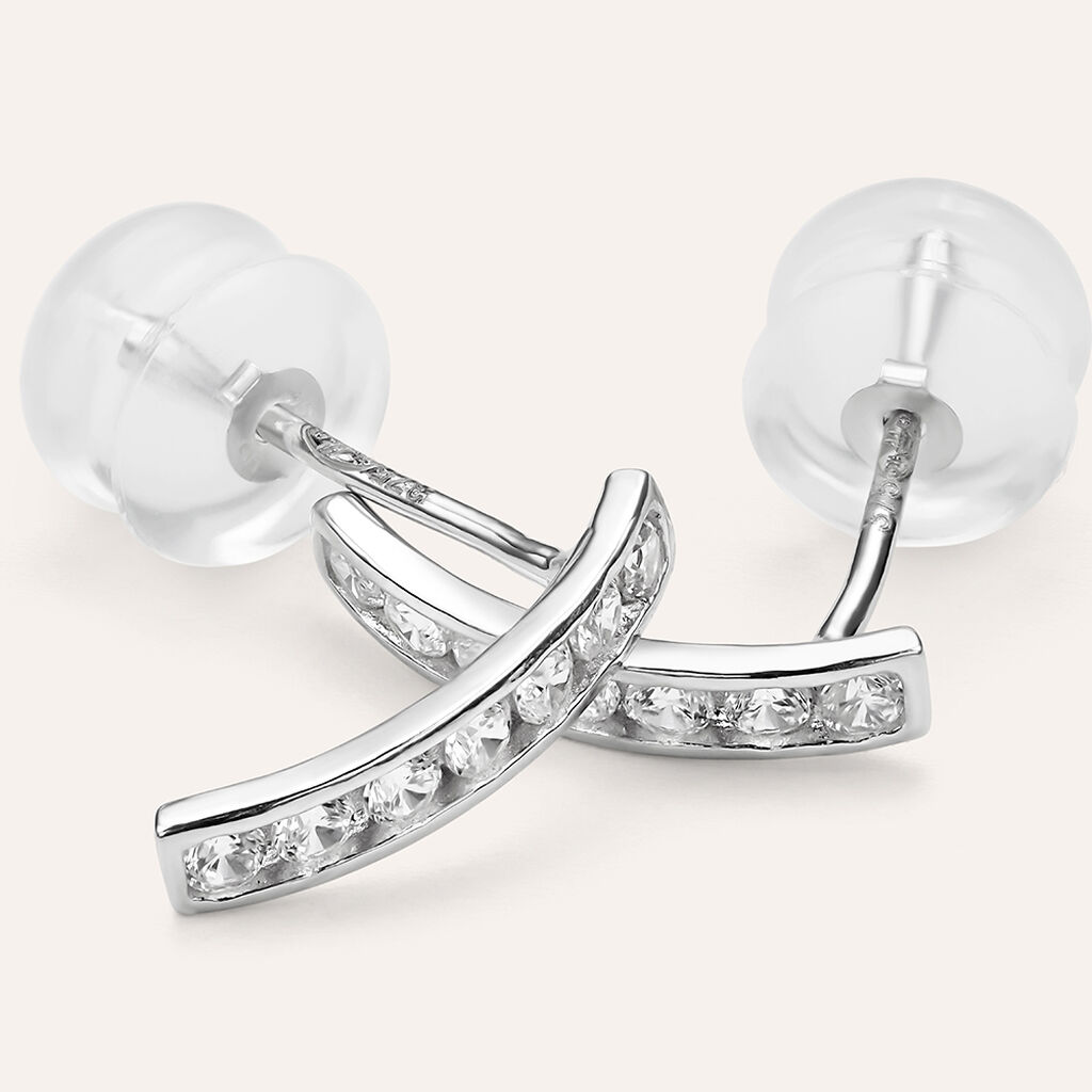 Orecchini Lobo Bon Ton Oro Bianco Cubic Zirconia