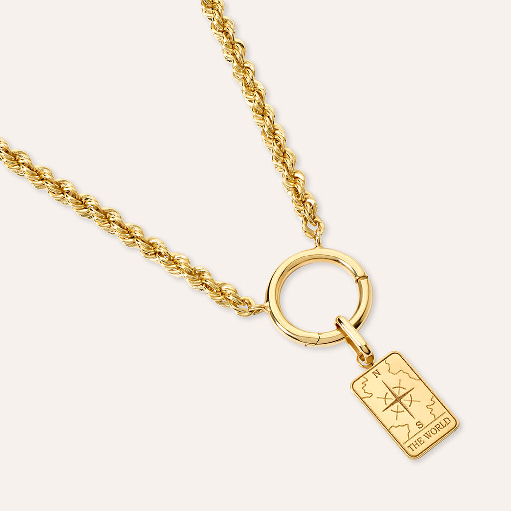 Pendente Tarocchi Carta Del Mondo Po&egrave;me Oro Giallo