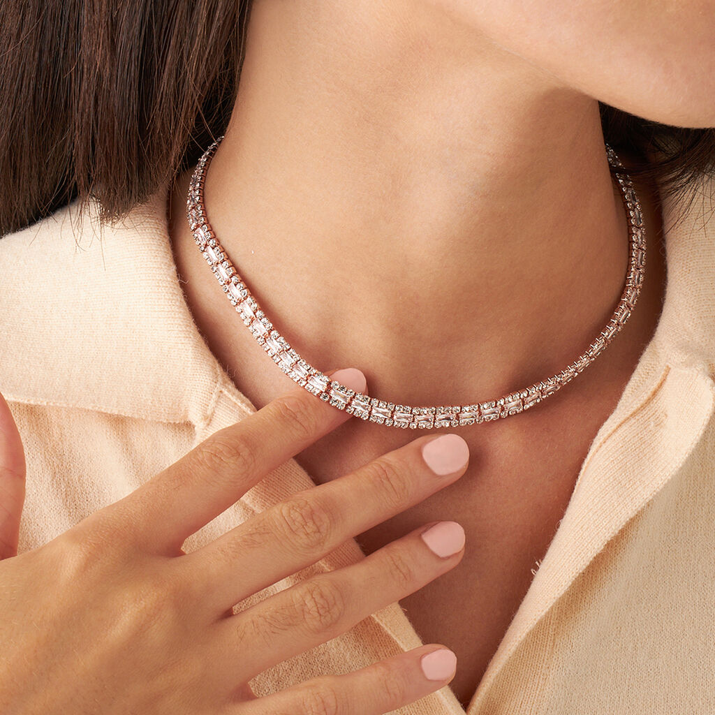 Collana Tennis Romantic Shine Metallo Rosa Cristallo - Collane Choker Donna | Stroili