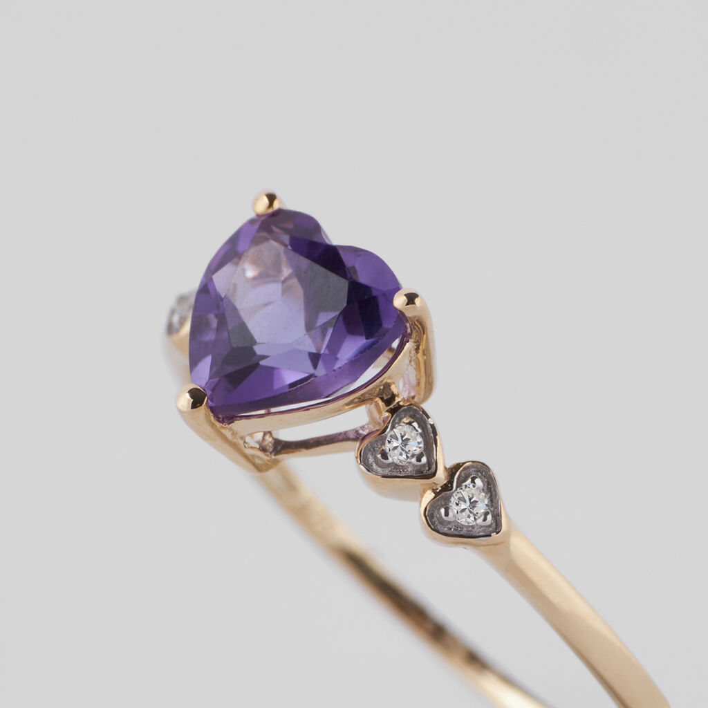 Anello Solitario Amélie Oro Bianco Ametista Cubic Zirconia - 1414335