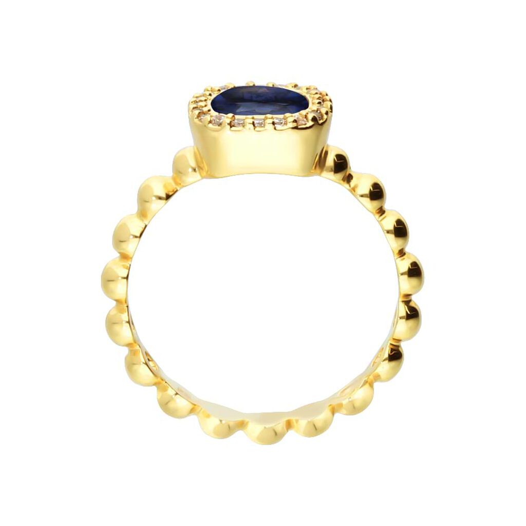 Anello placcato oro con pietra blu e zirconi - Anelli Donna | Stroili