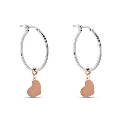 Orecchini A Cerchio Silver Collection Argento Bicolore Bianco / Rosa - Orecchini a Cerchio Donna | Stroili