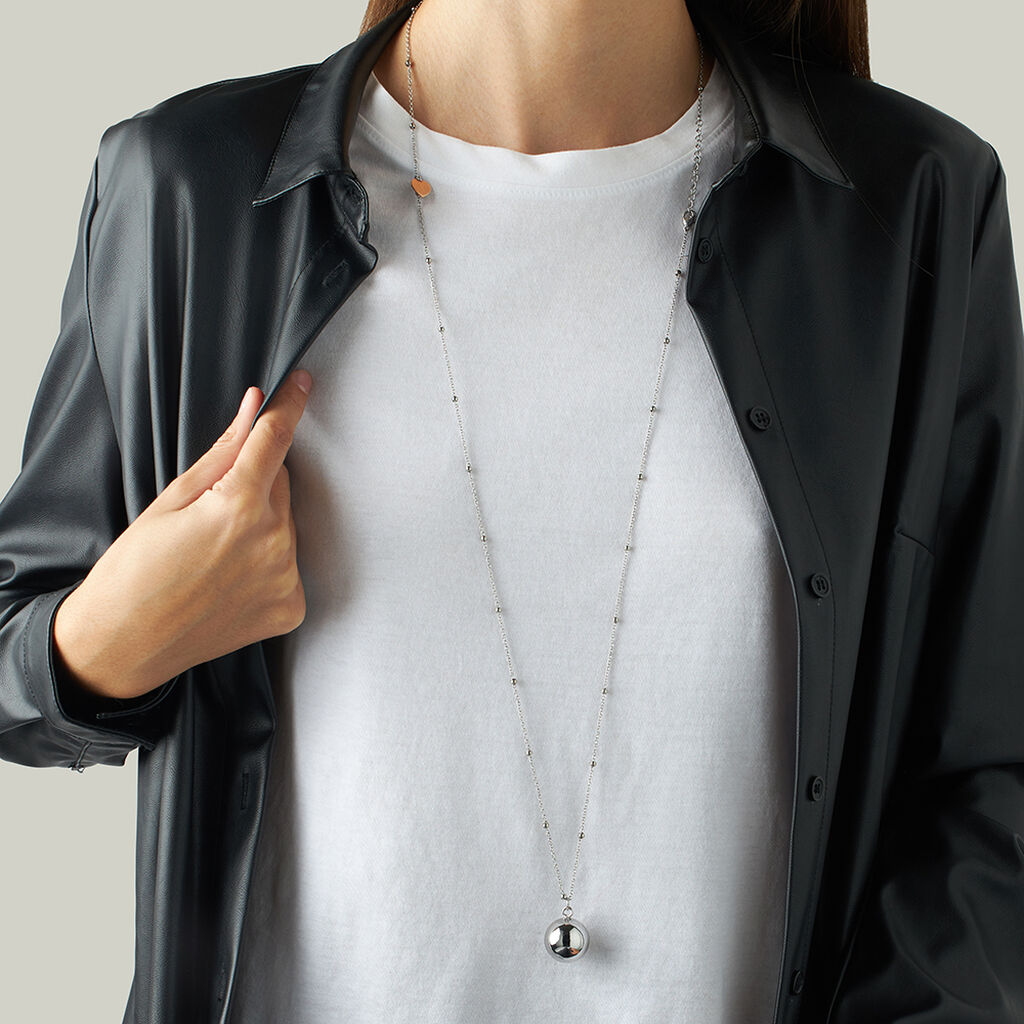 Collana Chiama Angeli Lady Code Acciaio Bicolore Bianco / Rosa - Collane Chiama Angeli Donna | Stroili