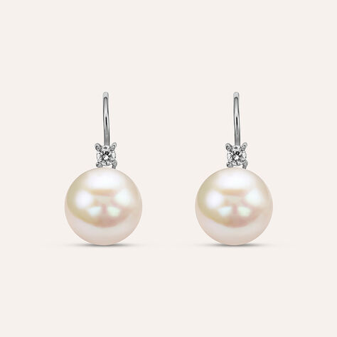 Orecchini Pendenti Silver Pearls Argento Rodiato Perla sintentica Cubic Zirconia - Orecchini Pendenti Donna | Stroili