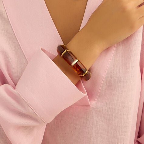 Bangle Elastico Radiance Acciaio Dorato Acrilico Marrone - Bracciali Rigidi Donna | Stroili
