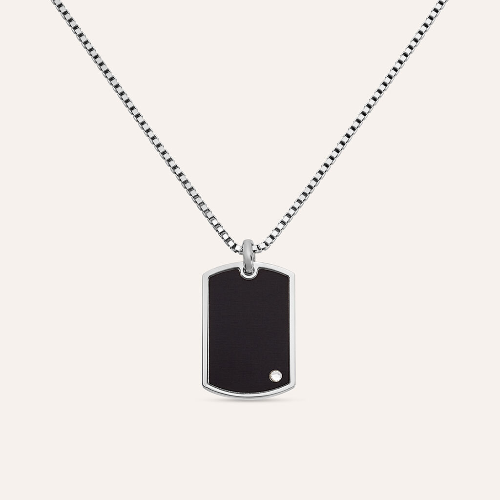 Collana Gentleman Argento Rodiato Cubic Zirconia