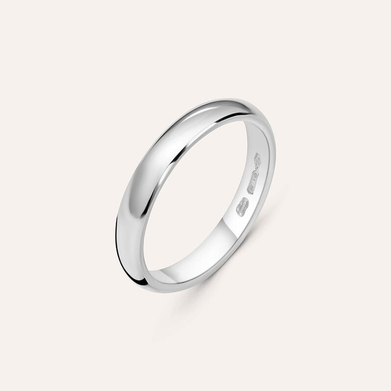 Fede Classica 3.4 mm Oro Bianco - Anelli con Incisione Unisex | Stroili