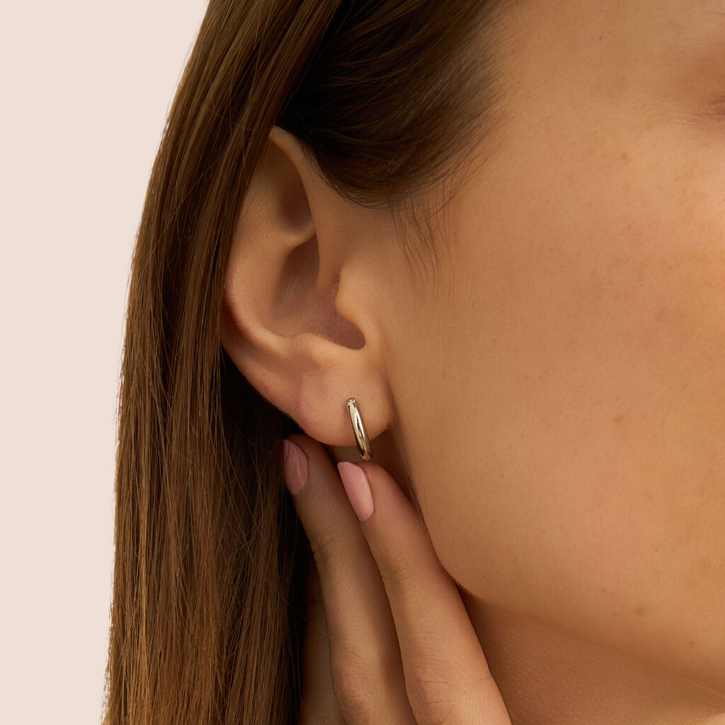 Orecchini A Cerchio Toujours Oro Bianco Cubic Zirconia