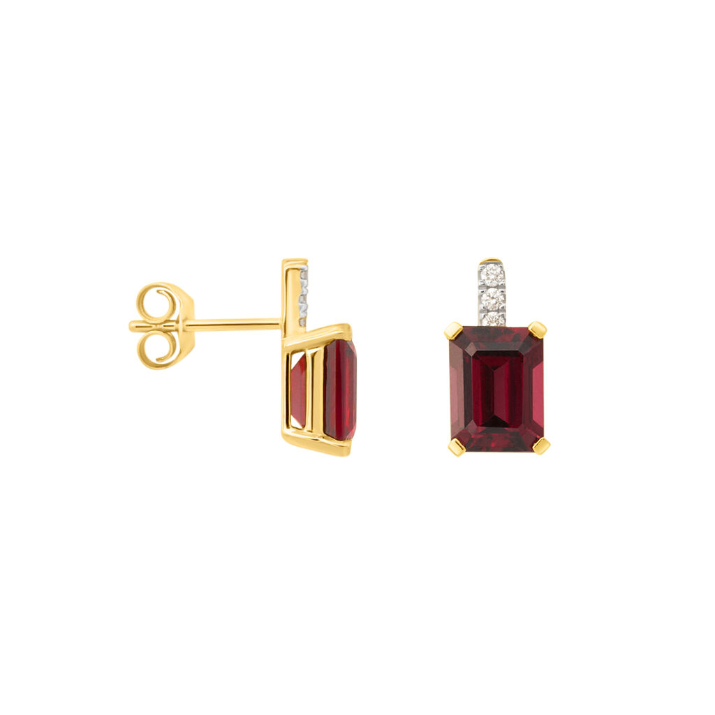 Orecchini Lobo Jasmine Oro Giallo Rodolite Diamante - Orecchini a Lobo Donna | Stroili