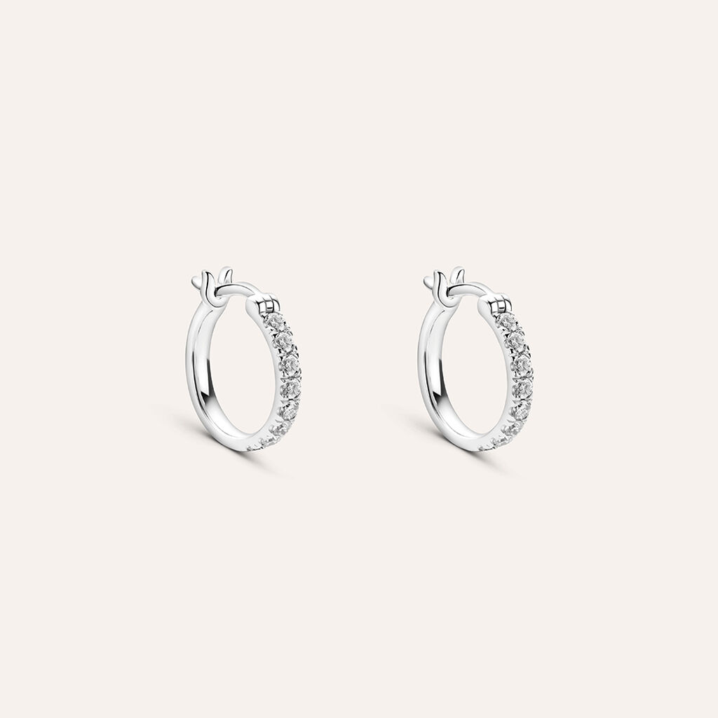 Orecchini A Cerchio Diamade Oro Bianco Diamante