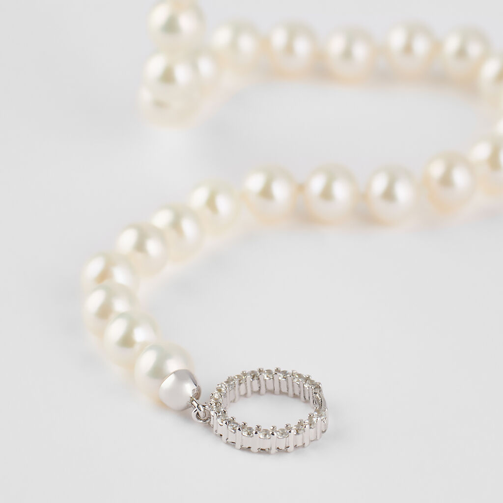 Collana Gabrielle Oro Bianco Perla D'Acqua Dolce Cubic Zirconia - Collane Donna | Stroili