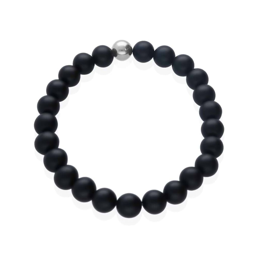 Bracciale elastico con pietre e acciaio nero - Bracciali Uomo | Stroili
