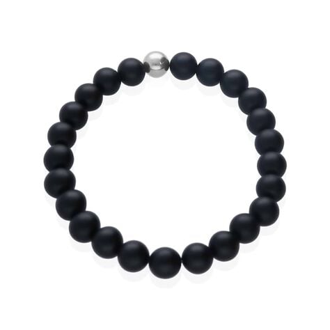 Bracciale elastico con pietre e acciaio nero - Bracciali Uomo | Stroili