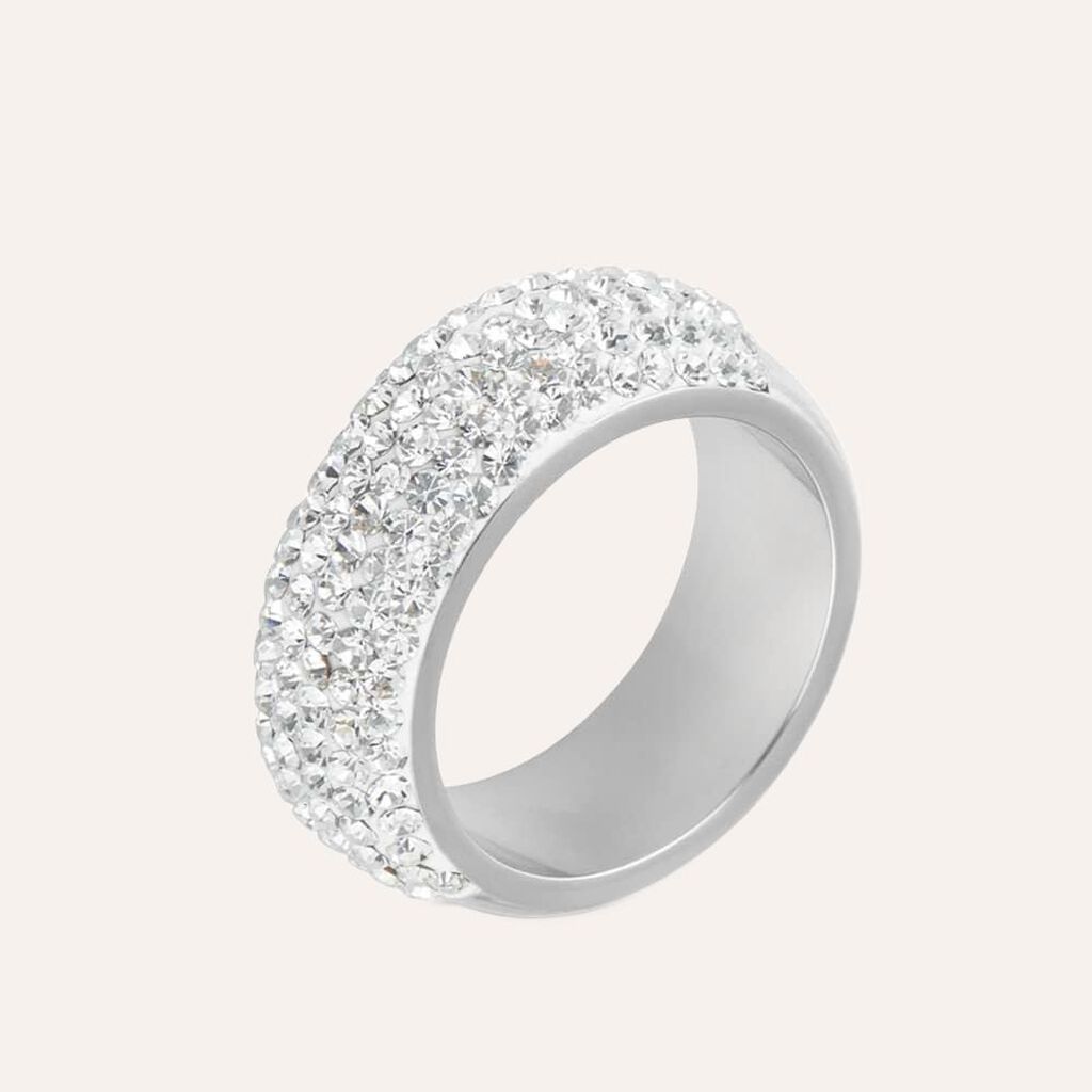 Anello Fascia Aura Acciaio Cristallo