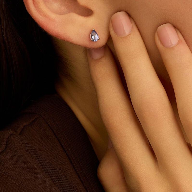 Orecchini Lobo Punto Luce Jasmine Oro Bianco Tanzanite - Orecchini a Lobo Donna | Stroili
