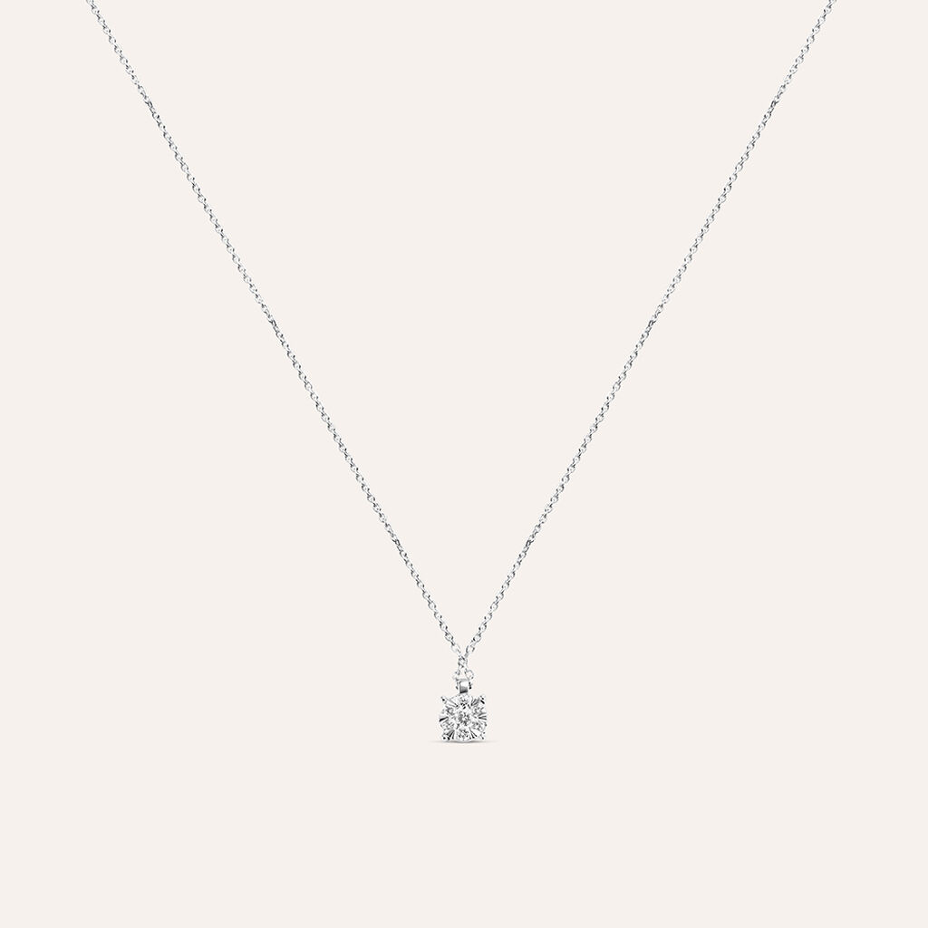 Collana Punto Luce Petali Oro Bianco Diamante