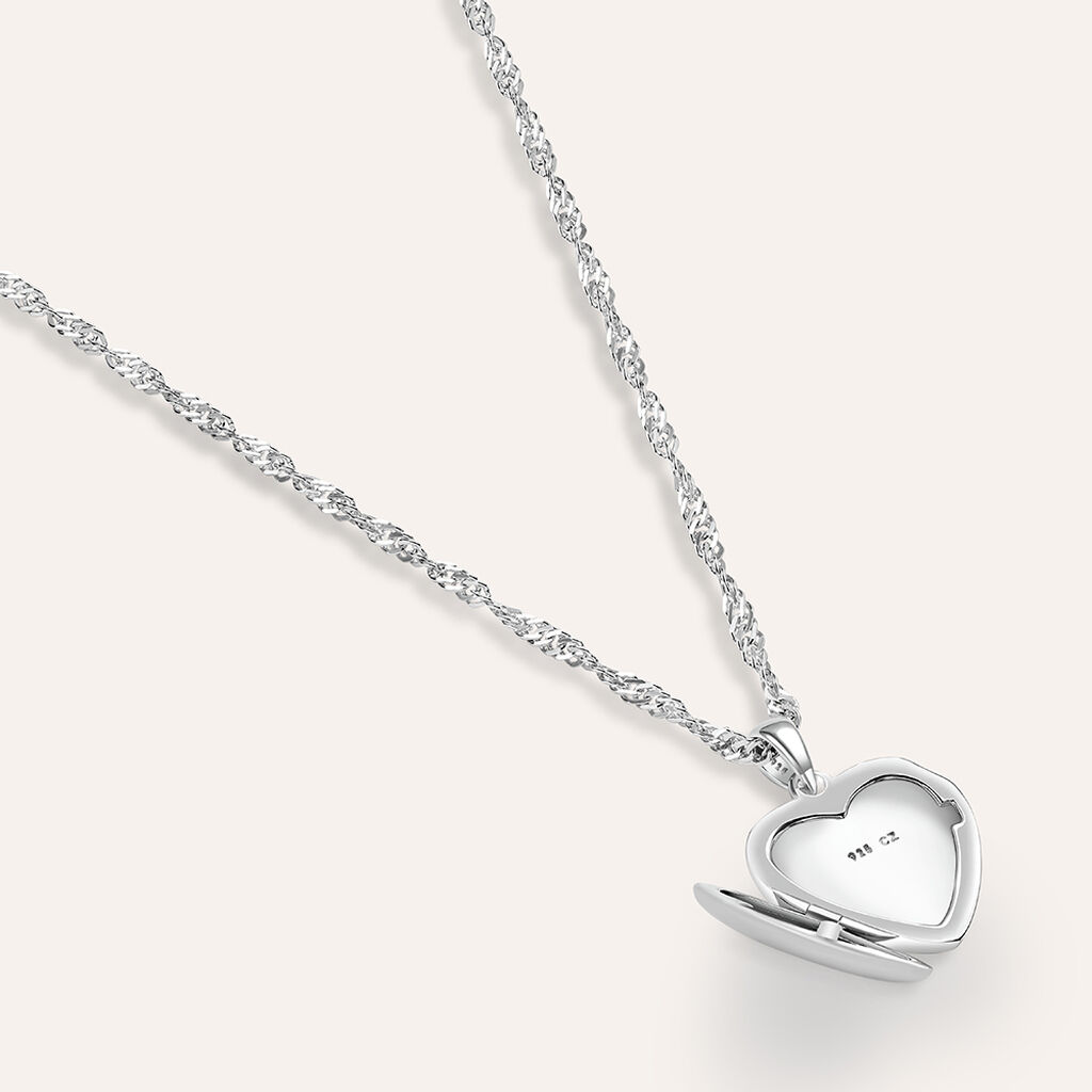 Pendente Portafoto Love Beats Argento Rodiato Cubic Zirconia