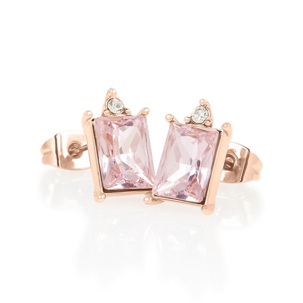 Orecchini Lobo Punto Luce Violet Ottone Rosa Cristallo - Orecchini a Lobo Donna | Stroili