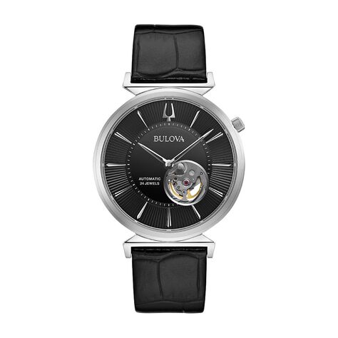 Orologio Bulova solo tempo cinturino in pelle nero e cassa acciaio - Orologi Uomo | Stroili