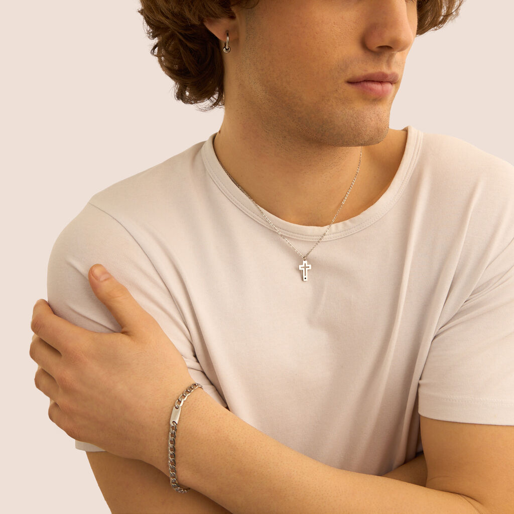 Collana Man Code Acciaio Cristallo