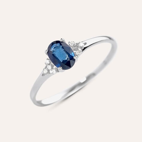Anello Solitario Charlotte Oro Bianco Zaffiro Diamante - Anelli con Pietre Donna | Stroili