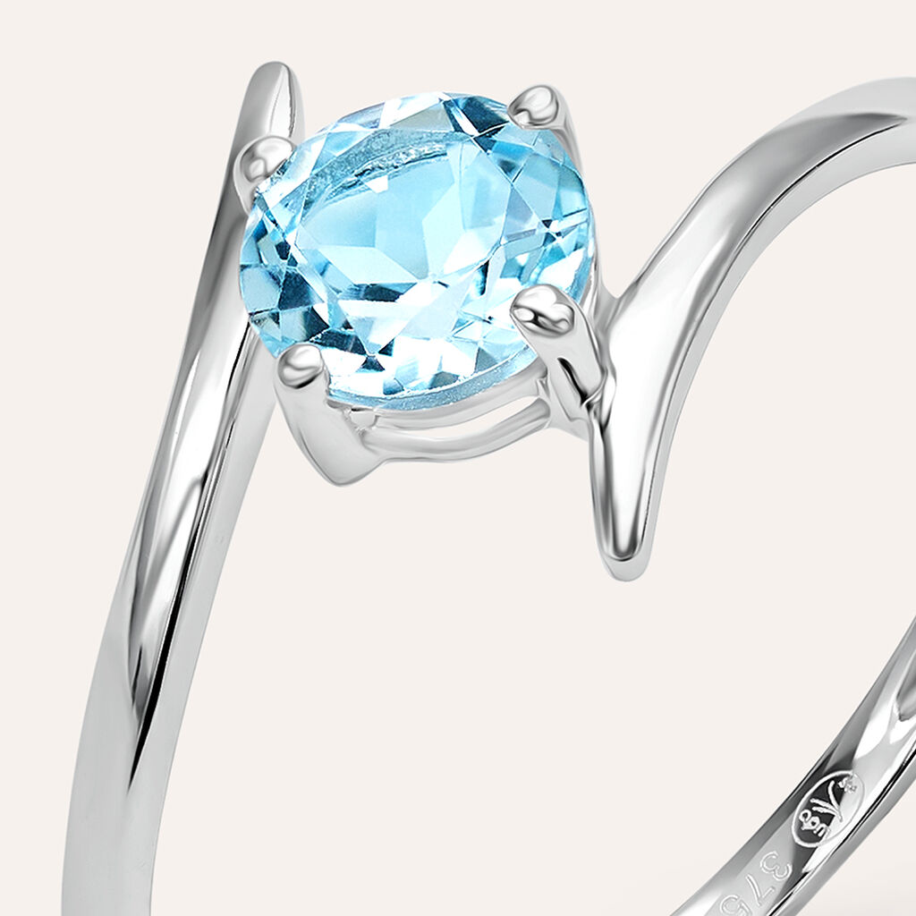 Anello Solitario Am&eacute;lie Oro Bianco Topazio