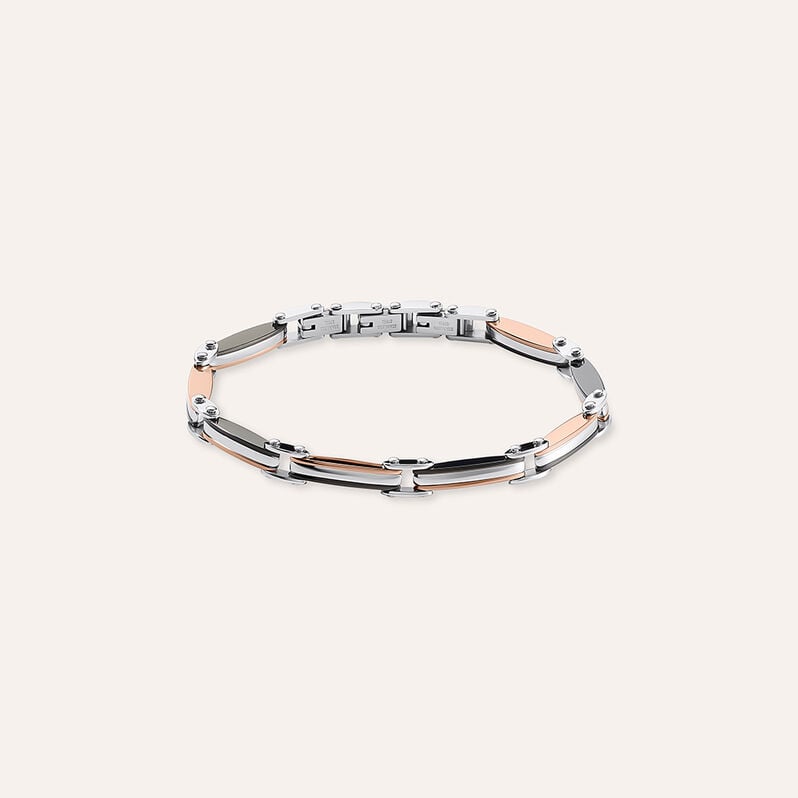 Bracciale Man Code Acciaio Tricolore Bianco / Rosa / Nero Cubic Zirconia - Bracciali Uomo | Stroili