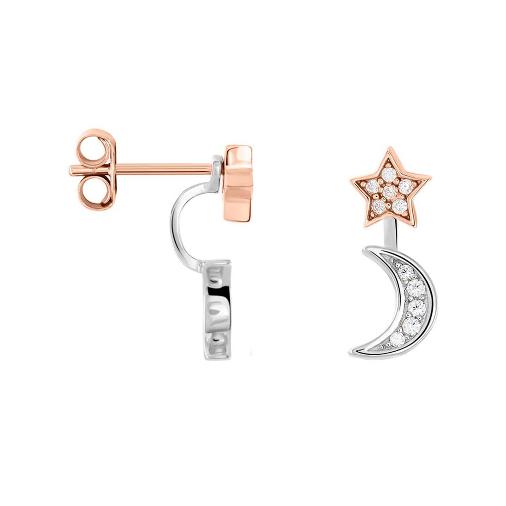 Orecchini Lobo Silver Moments Argento Bicolore Bianco / Rosa Cubic Zirconia - Orecchini a Lobo Donna | Stroili