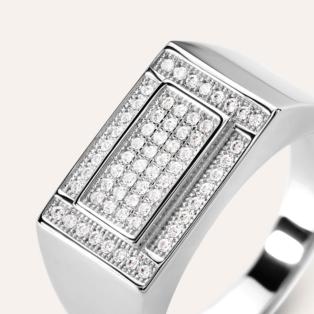 Anello Chevalier Gentleman Argento Rodiato Cubic Zirconia