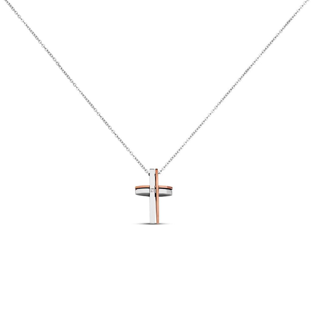 Collana Man Code Acciaio Bicolore Bianco/Rosa Cristallo - Collane Uomo | Stroili