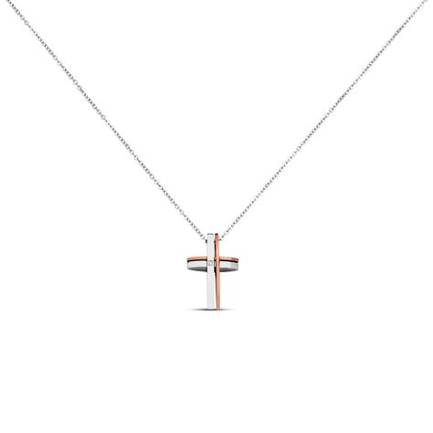 Collana Man Code Acciaio Bicolore Bianco/Rosa Cristallo - Collane Uomo | Stroili